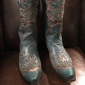 Turquoise sz 9 snip toe cowboy boots